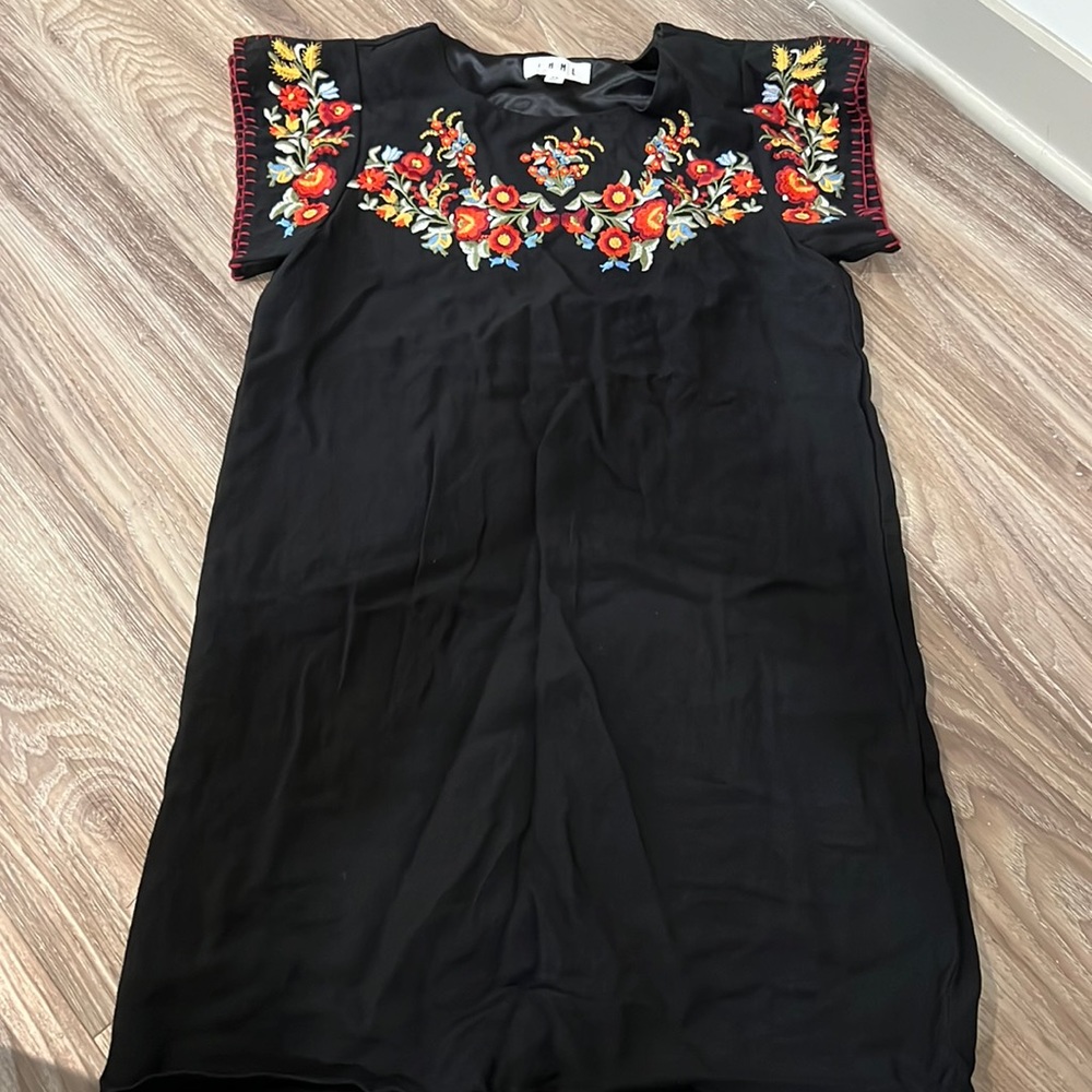 Floral embroidered black dress
